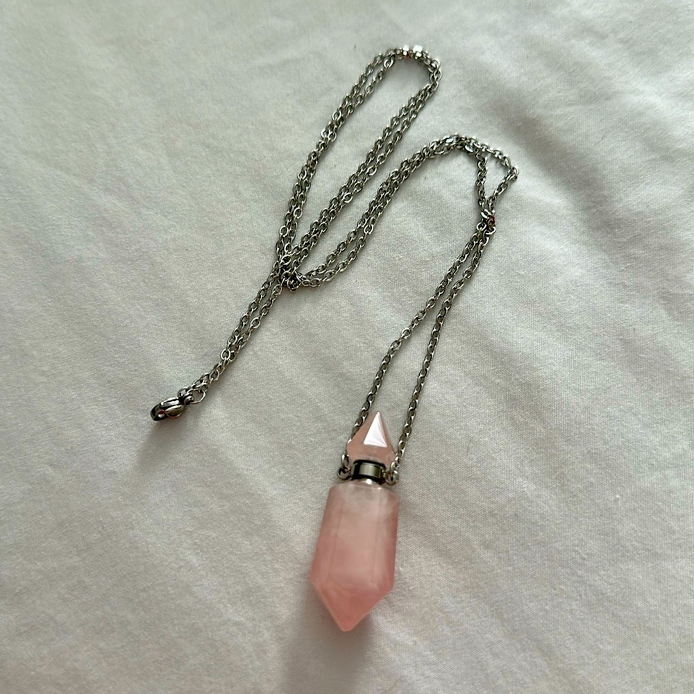 Goddess Provisions Rose Quartz vessel necklace